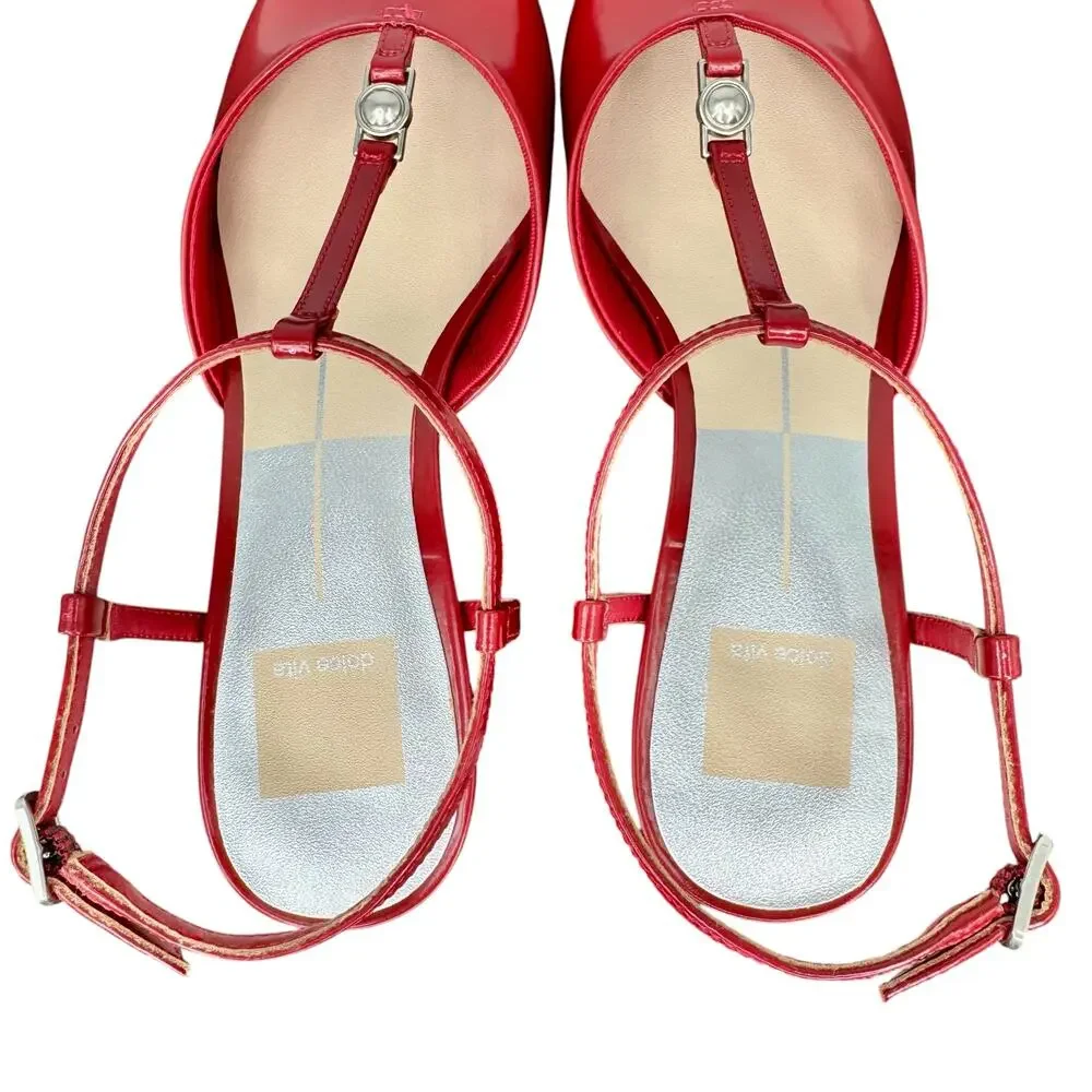 Dolce Vita Red Pointed T-Strap Low Heel Pumps